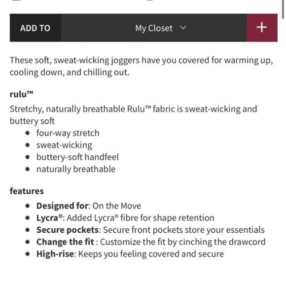 Lululemon Ready To Rulu Jogger Pants Updated Garnet Size 6 Drawstring - Picture 10 of 10